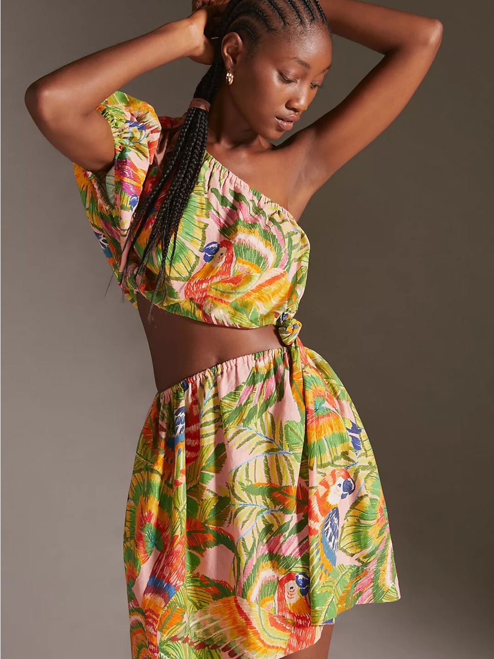 Farm Rio One-Shoulder Mini Dress Size Medium Sold Out